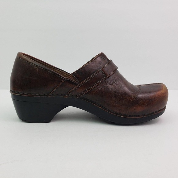 Dansko Womens Size EU 41 US 10.5-11 Brown Leather Slip On Work Nurse Clog Shoes - Picture 4 of 13